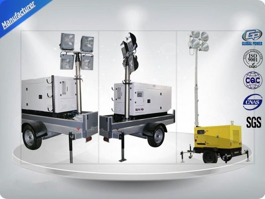 चीन Low Noise Trailer Mounted Mobile Light Tower Generator 10Kw/12Kva F Insulation Class आपूर्तिकर्ता