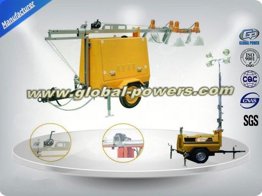 LED 9m Portable Trailer  Mobile Light Tower Diesel Generator  with Hand Push आपूर्तिकर्ता
